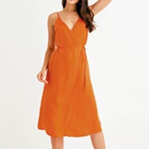 Nine West Women's Vibrant Orange Midi Dress
